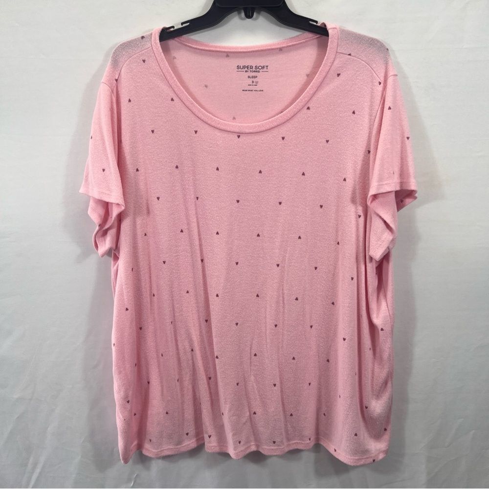 Torrid Sleep Pink Short Sleeve Hearts Tee 0879